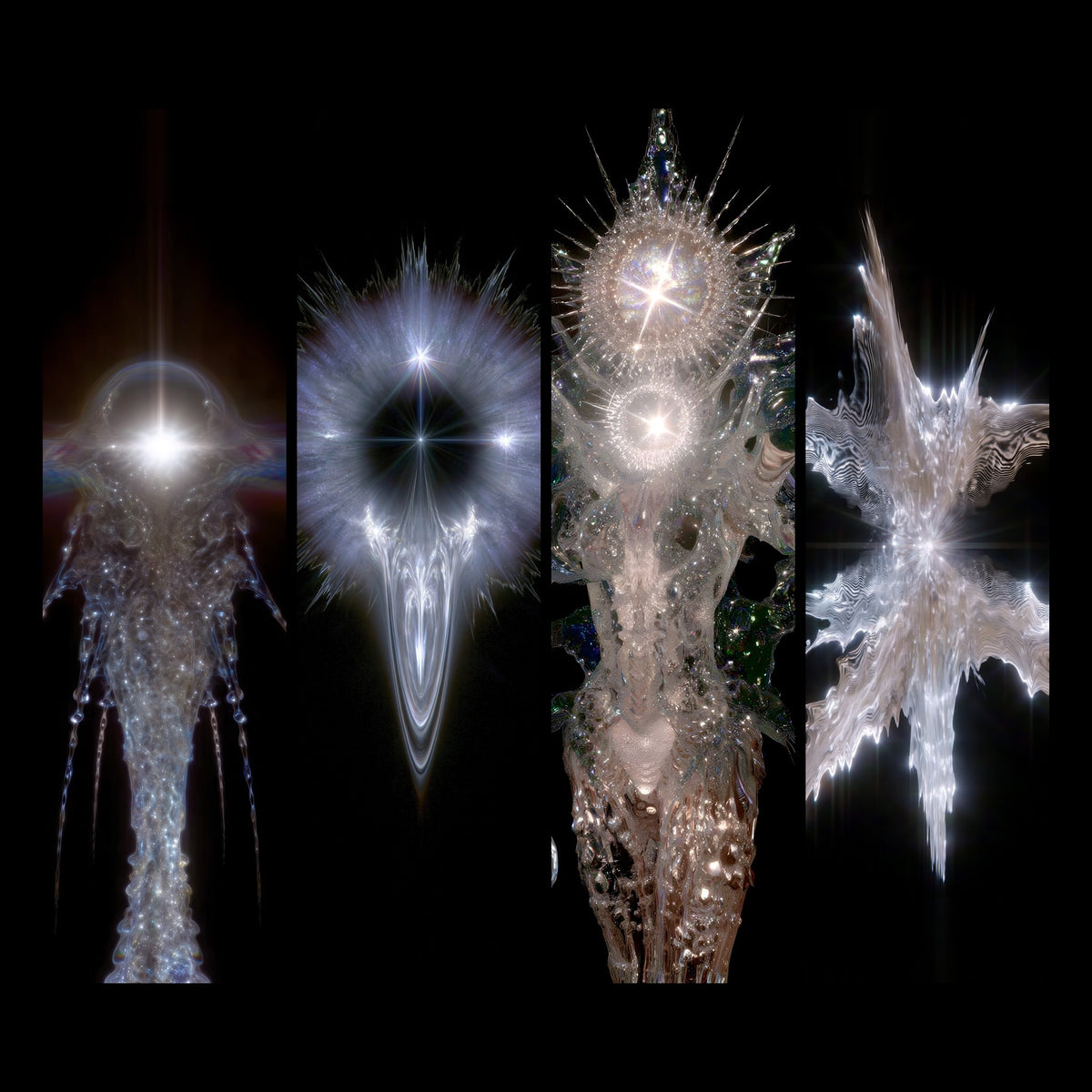 SUR VOID — 20 dark surreal phone wallpapers, 4 preview tiles on black